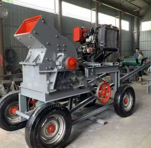 Diesel Engine Driven Pebble Crusher Marble Gold Ore Hammer Crusher