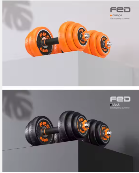 New style FED 15kg 20kg 30kg chromed adjustable dumbbells 30kg set barbell set for weightlifting sports