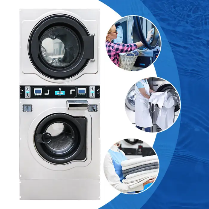 15kg 20kg 25kg Self - Service Laundry Equipment Coin Operated Washer Laundry Double Stacked Washer And Dryer Machine