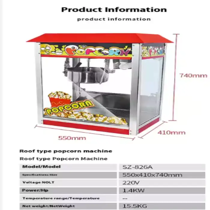 Multi Functional Practical Commercial Popcorn Machine Gas Popcorn Machine Efficient Automatic Heating Popcorn Vending Machine