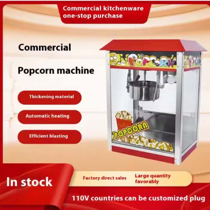 Multi Functional Practical Commercial Popcorn Machine Gas Popcorn Machine Efficient Automatic Heating Popcorn Vending Machine