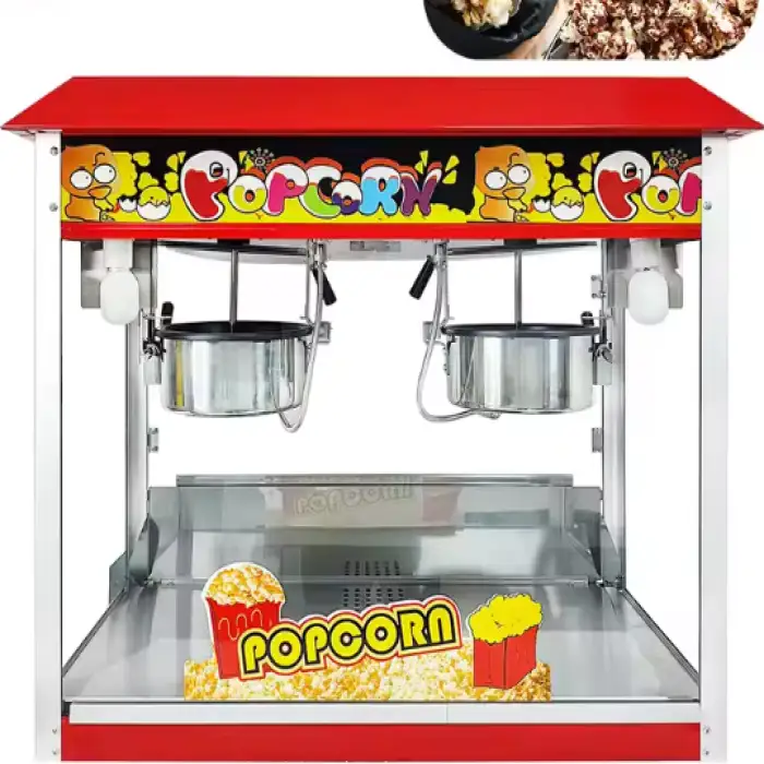 Automatic Double Pot Sweet Popcorn Maker Popcorn Making Machine