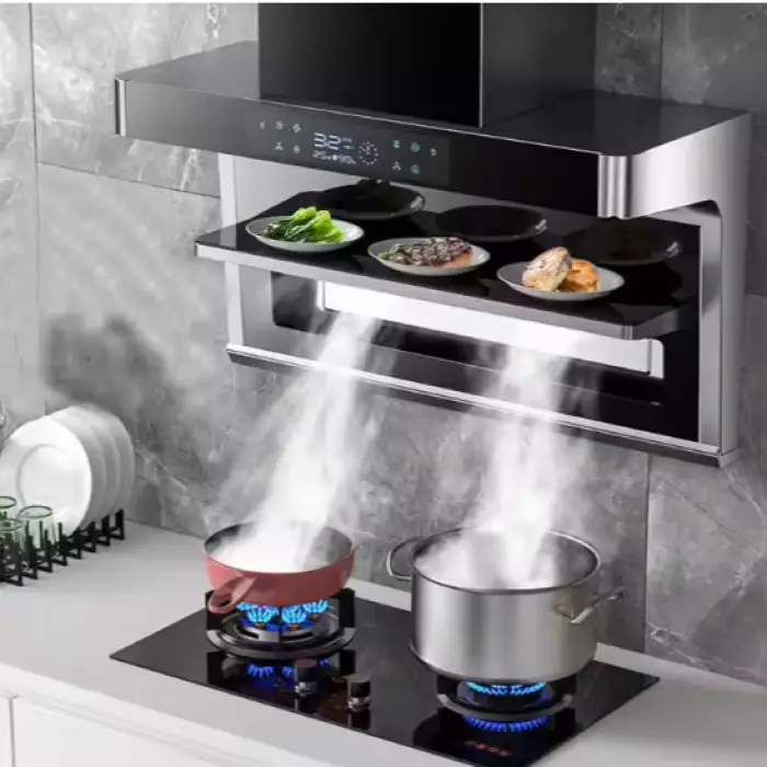 Home appliance kitchen Large suction top side double suction range hood 7-shaped