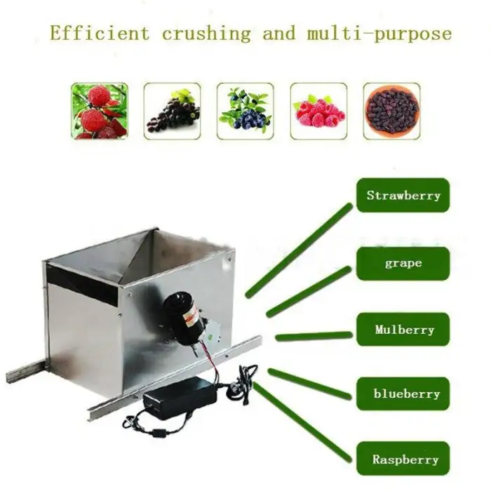 Stainless Steel Electric Grape Press Machine Double Rollers Grape Crushing Machine Blueberry Crusher