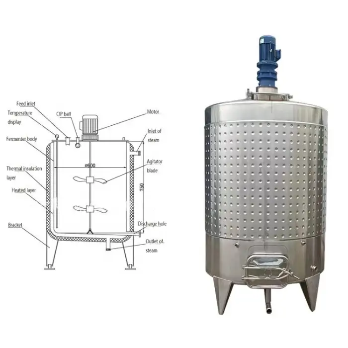 Industrial Soy Sauce Fermented Tank Vinegar Fermentation Machine Wine Fermentation Stainless Steel Tank