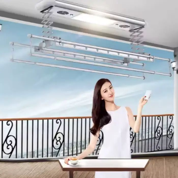 Factory Smart Home Automation Ceiling Lifting Wall Laundry Hanging Hnager Electric Smart Clothes Drying Rack With Remote Control