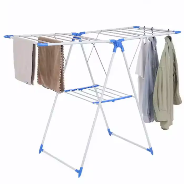 Wall Mounted Double-Tier Metal Clothes Dryer - Easy Retractable Iron Laundry Rack