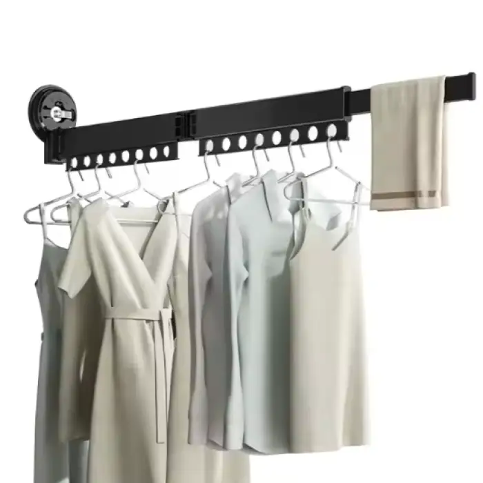 Aluminium Alloy Black Wall Mounted Foldable Laundry Drying Clothes Rack