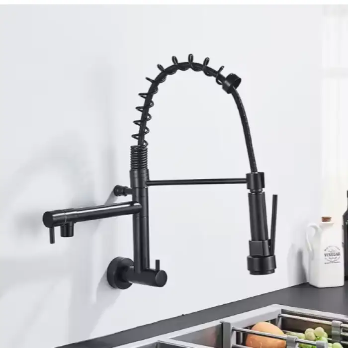 Modern Luxurious Kitchen Faucet Single Lever Double Handle Wall Mounted Stainless Steel Brass Pull Polished Finish Bar Sink Home