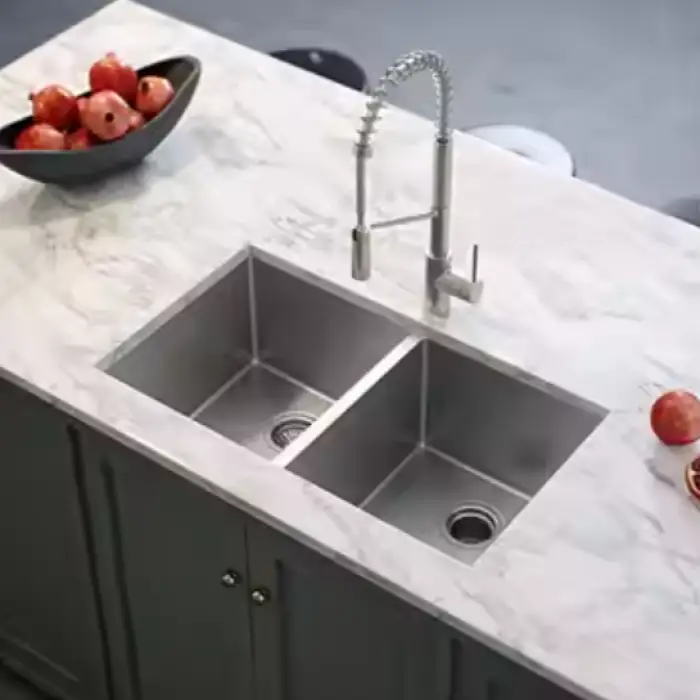 Double Bowl Handmade Sink With Accessories for Kitchen