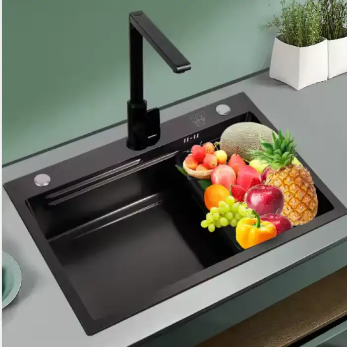 Nano Black Kitchen Sink Black Stainless Steel Smart Kitchen Sink Stainless Steel Basin Sink of Kitchen