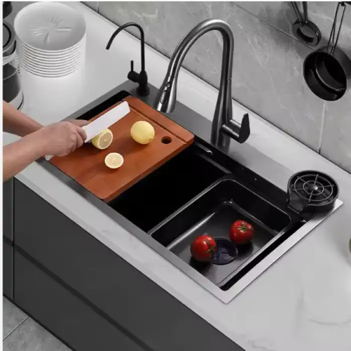 Nano Black Kitchen Sink Black Stainless Steel Smart Kitchen Sink Stainless Steel Basin Sink of Kitchen