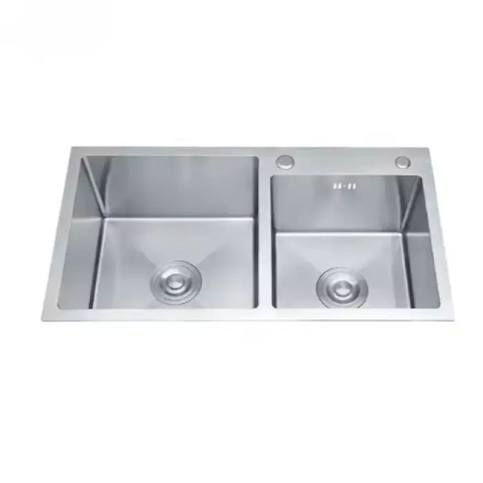 304 Stainless Steel Double Bowl Kitchen Sink Square above Counter Installation with Counter Top Installation