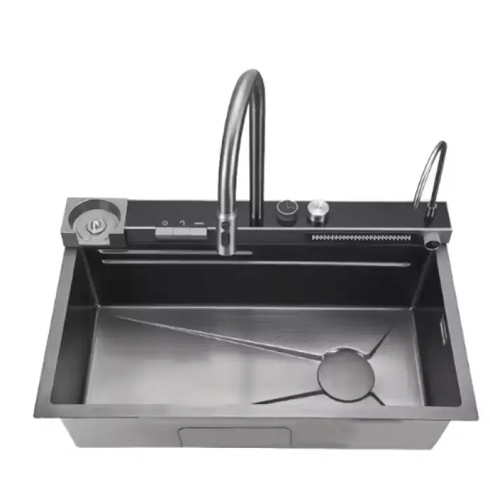 Modern 201/304 Stainless Steel Single Kitchen Sink New Trendy Rectangular Design Handmade Undermount Apron Front Smart