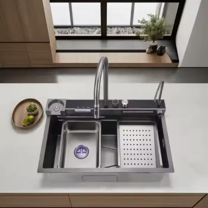 Modern 201/304 Stainless Steel Single Kitchen Sink New Trendy Rectangular Design Handmade Undermount Apron Front Smart