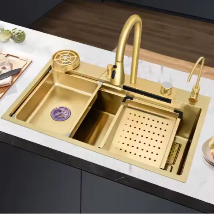 MCBKRPDIO Smart Kitchen Sink - Hand Made Kitchen Sink with Waterfall Design