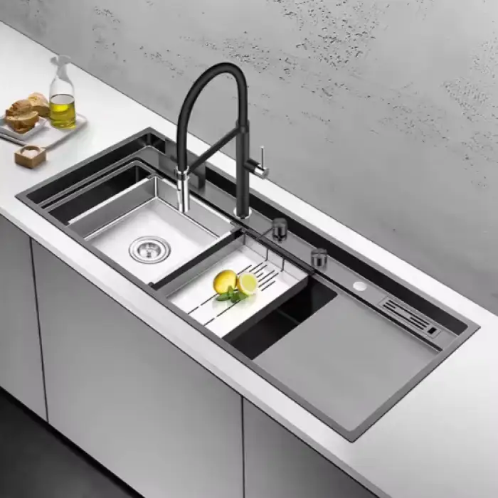 Stainless Steel Single Bowl With Drain Board Kitchen Sink Luxurious Kitchen Sink