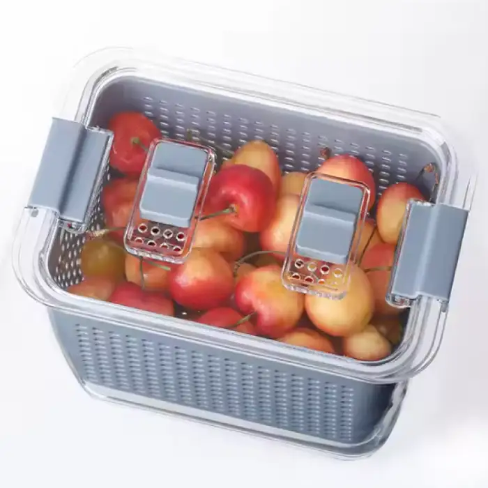 SHIMOYAMA Plastic Washer and Dryer Small Size Double Drain Fruit and Vegetable Storage Basket Set for Kitchen