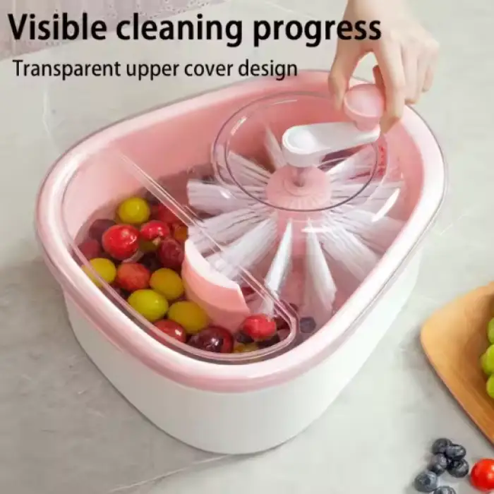 Fruit Washer Brush Drain Basket Vegetable Spinner Food Cleaning Tool