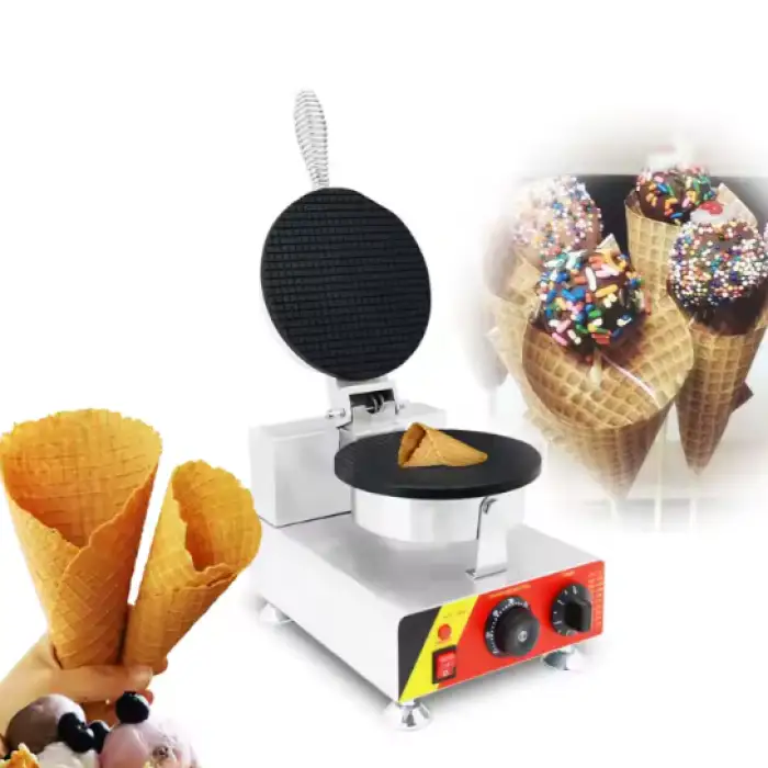 Waffle Cone Machine For Ice Cream Selling Cup Torch Cones Wafer Biscuit Making Holder Egg Roll Forming Baker Electric