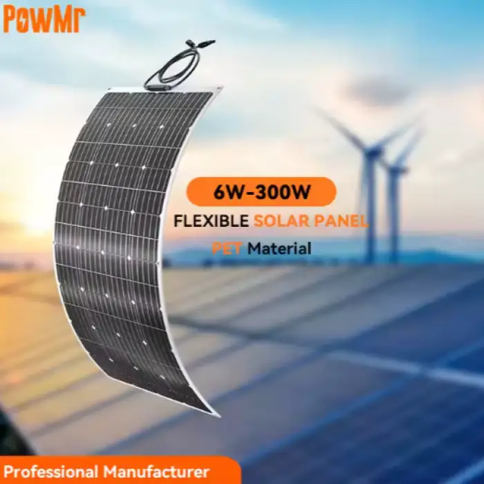 PowMr Flexible Solar PV Panel 300W Max System Voltage 600V Portable Flexible Monocrystalline Solar Panels