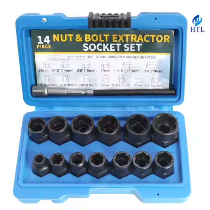 14 Piece Impact Screw Nut& Bolt Extractor Socket 3/8 Inch Drive Bolt Remover Set Universal Joint Tool Kit