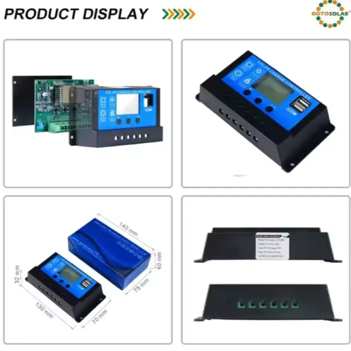 GT SOLAR Charging Current 10A Solar Controller PWM 20A Solar Charge Controller 30a for Home Use 12V/24V Smart Charger Regulator