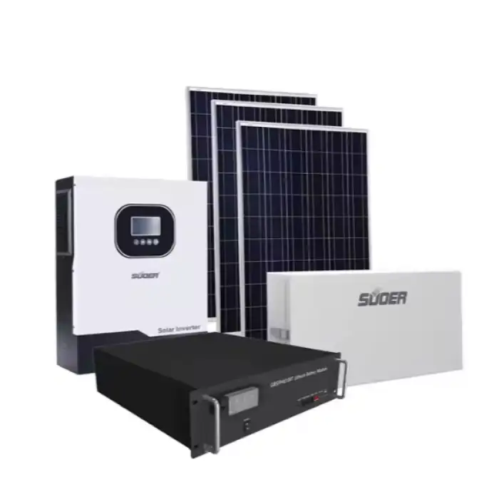 SUOER New 4.2KW 51.2V 100AH Hybrid Solar System Home Inverter Monocrystalline Solar Panel Lithium Ion Battery MPPT Controller