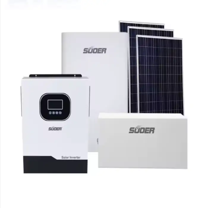 SUOER New 4.2KW 51.2V 100AH Hybrid Solar System Home Inverter Monocrystalline Solar Panel Lithium Ion Battery MPPT Controller