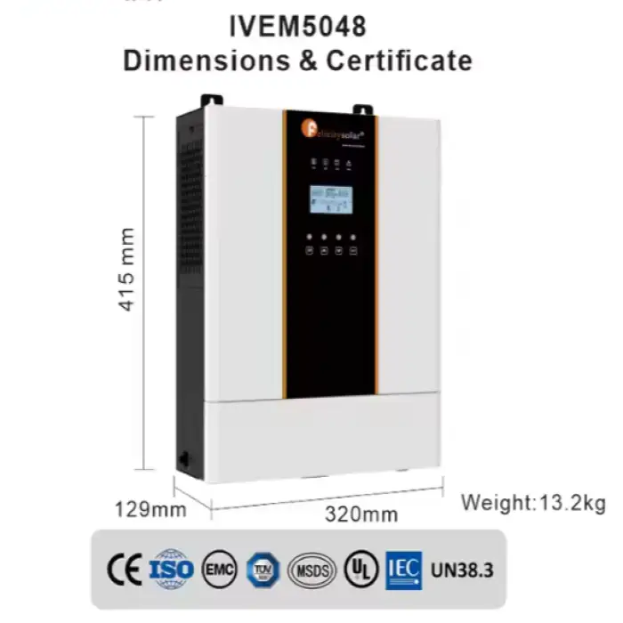 Hybrid MPPT 5KW Solar Inverter Built in MPPT Solar Controller With 100A