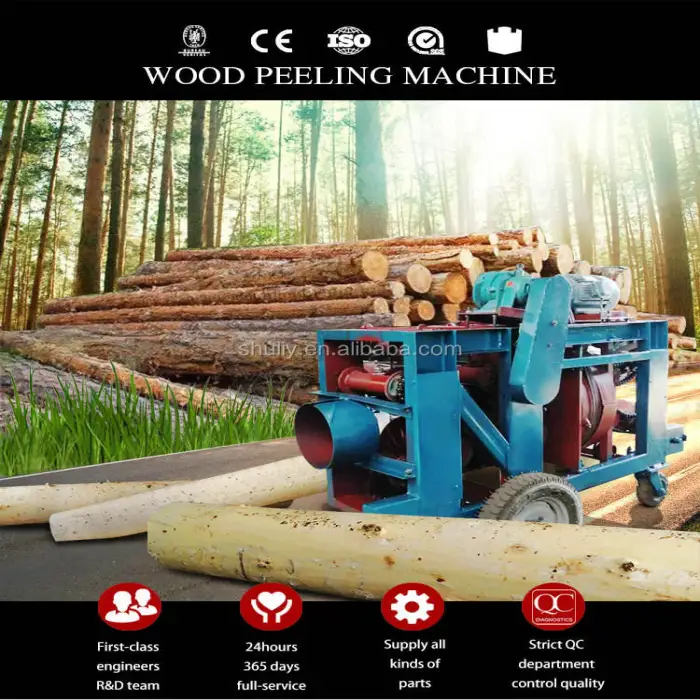 Rotary Drum Log Debarker Single Double Three Roller Wood Log Debarking Machine Ring Type Log Peeler