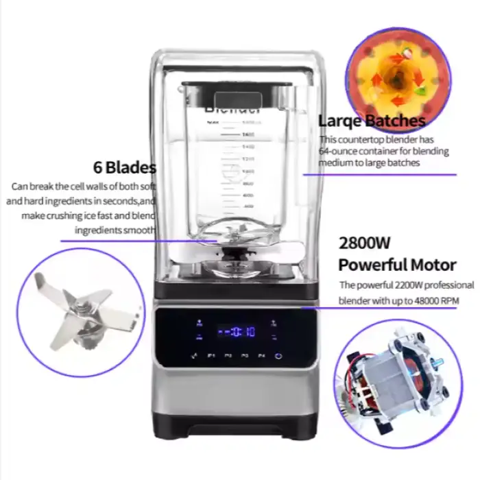 Heavy Duty Smoothie Blender Machine Industrial Ice Blender Food Processor Mixer Girinder Juicer Machine