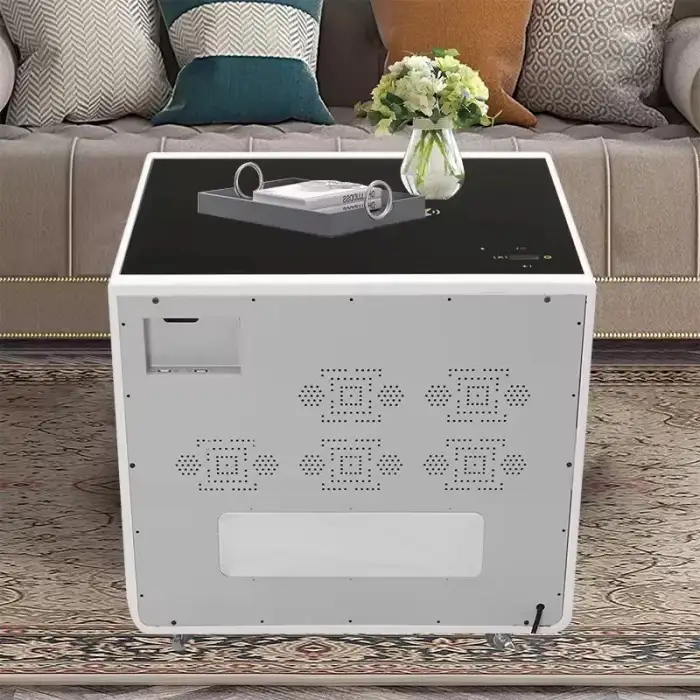 Docarelife Luxury Room Furniture Smart Bluetooth Two Drawers White Nightstand Mini Fridge Wireless Phone Charging Bedside Table