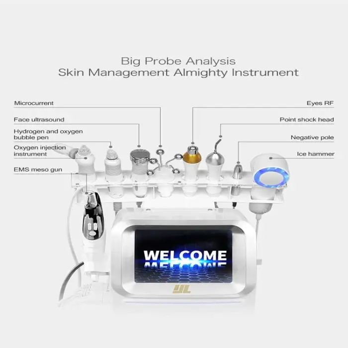 S.W 9 In1 Face Cleaning Devices Cleaning Face Machine Wrinkle Removal Skin Whitening Oxygen Jet Machine