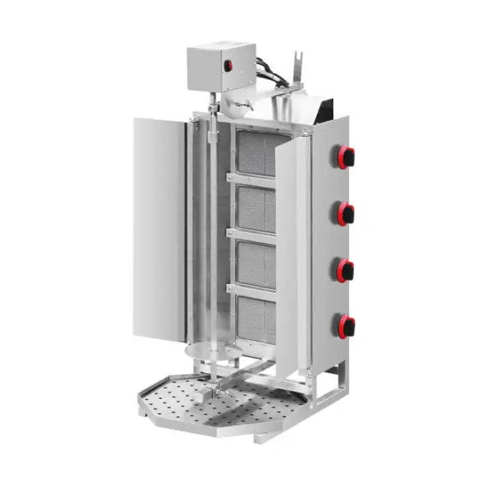 Mini Stainless Steel Kebab Machine Electric Folding Shawarma Vertical Grill Gas BBQ Hotel Use PTFE Non-Stick French Operating