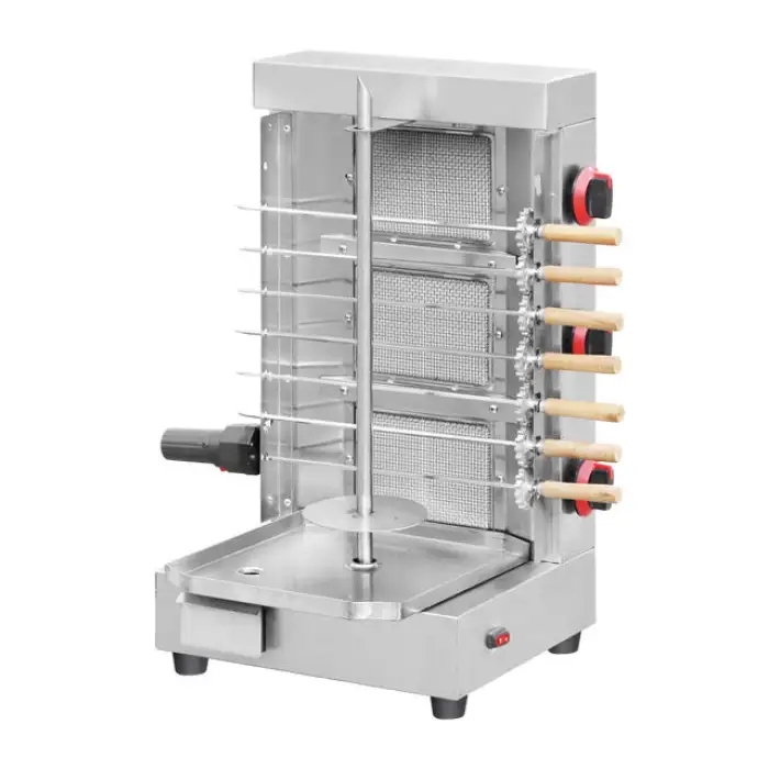 Mini Stainless Steel Kebab Machine Electric Folding Shawarma Vertical Grill Gas BBQ Hotel Use PTFE Non-Stick French Operating