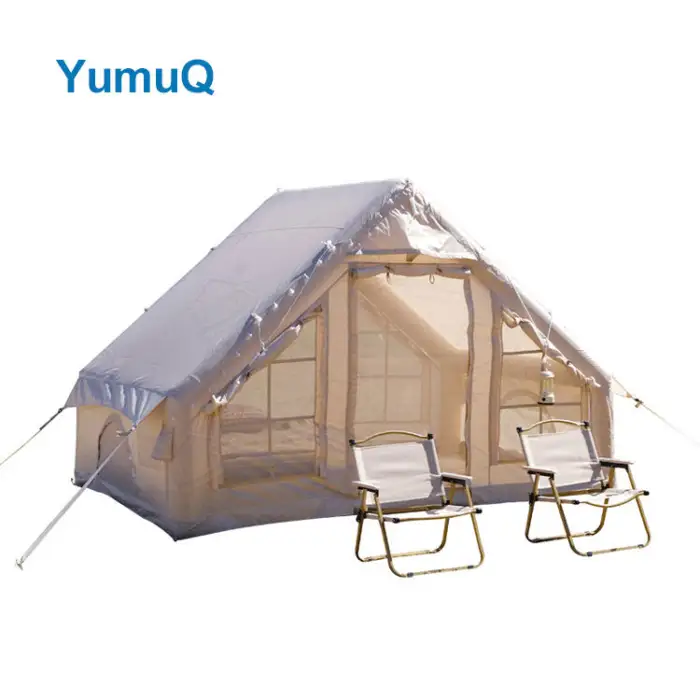 YumuQ Hot Sale Low Price 2-4 Person 12 Sqm 150d Oxford 2 Bedroom Camping Glamping Air Inflatable Tent