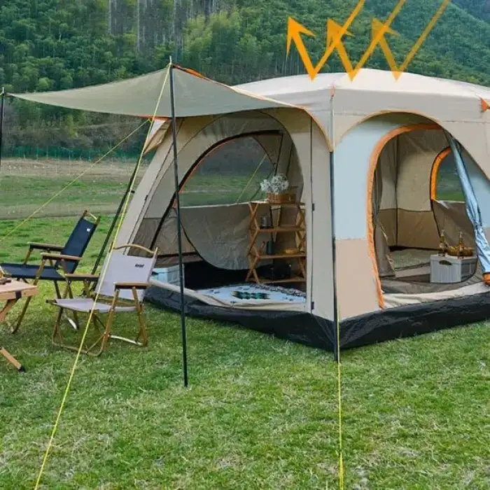 YIWU Two Room extra Large Outdoor Camping Tents 4 8 Persons Waterproof Outdoor Family Luxury Big Camping Tent