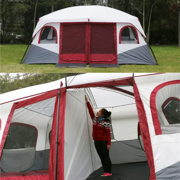 4 Season La Tente 2 Rooms Camping Tents 12 Persons Waterproof Outdoor Family Big Camping Tent for 12 Persons