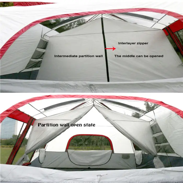 4 Season La Tente 2 Rooms Camping Tents 12 Persons Waterproof Outdoor Family Big Camping Tent for 12 Persons