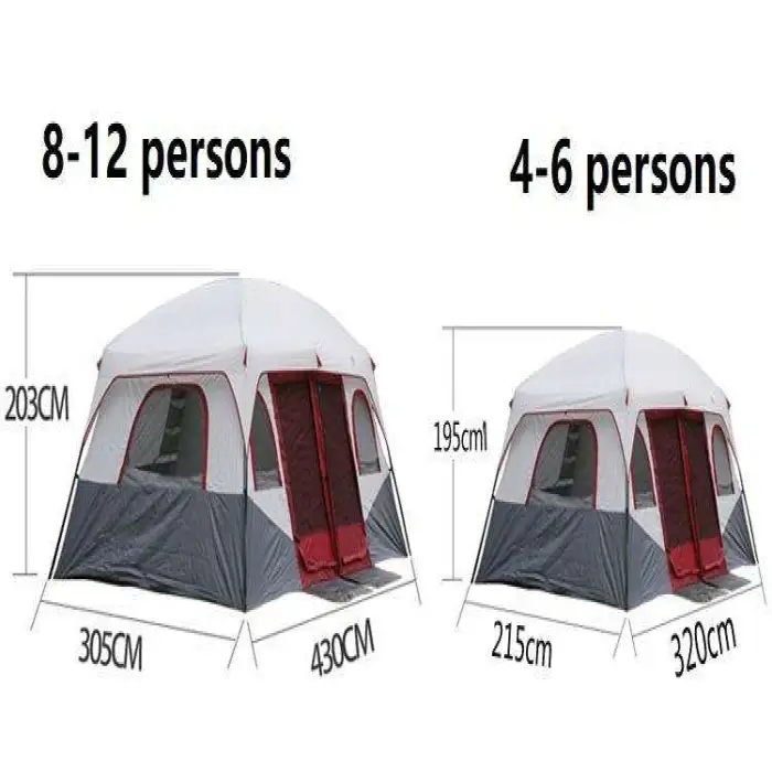 4 Season La Tente 2 Rooms Camping Tents 12 Persons Waterproof Outdoor Family Big Camping Tent for 12 Persons