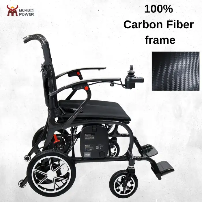 MUNIU Carbon Fiber Electric Wheelchair Lightweight Carbon Power Wheelchair