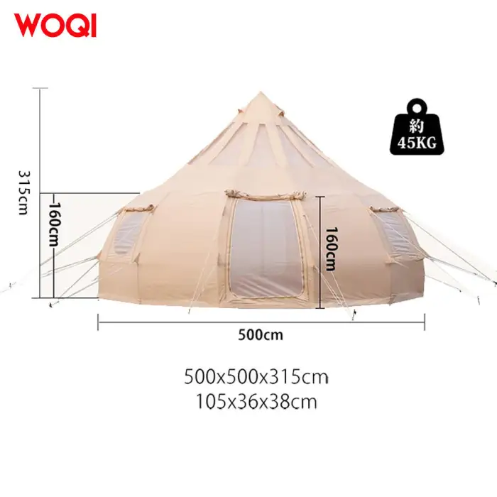 WOQI Four Seasons Waterproof Cotton Canvas Lotus Raincloth Outdoor Home Camping Tent