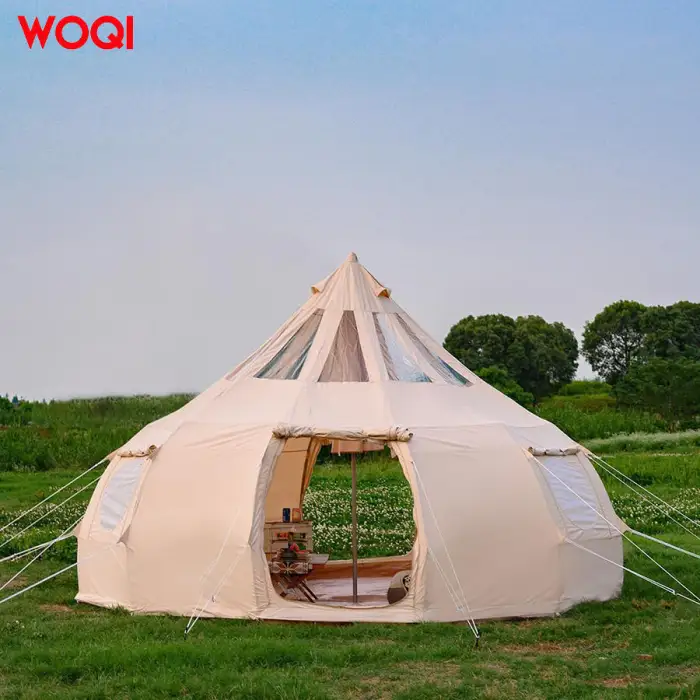 WOQI Four Seasons Waterproof Cotton Canvas Lotus Raincloth Outdoor Home Camping Tent