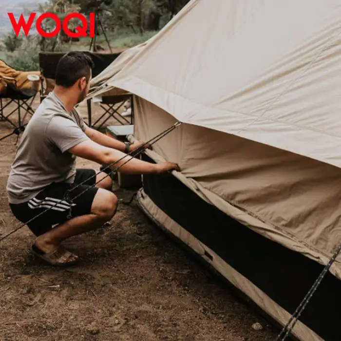 WOQI Four Seasons Waterproof Cotton Canvas Lotus Raincloth Outdoor Home Camping Tent