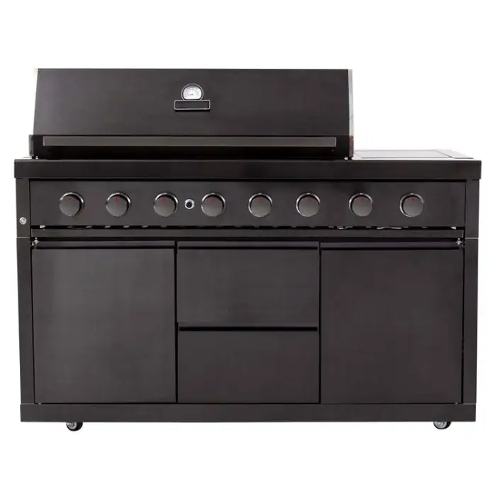 Stainless Steel Waterproof Modern Outdoor Kitchen Set Black BBQ Grill Island