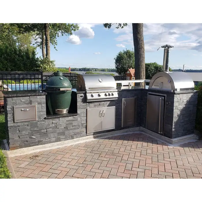 Modular Outdoor Kitchen Cabinet Garden BBQ Island With Pizza Oven and Bar