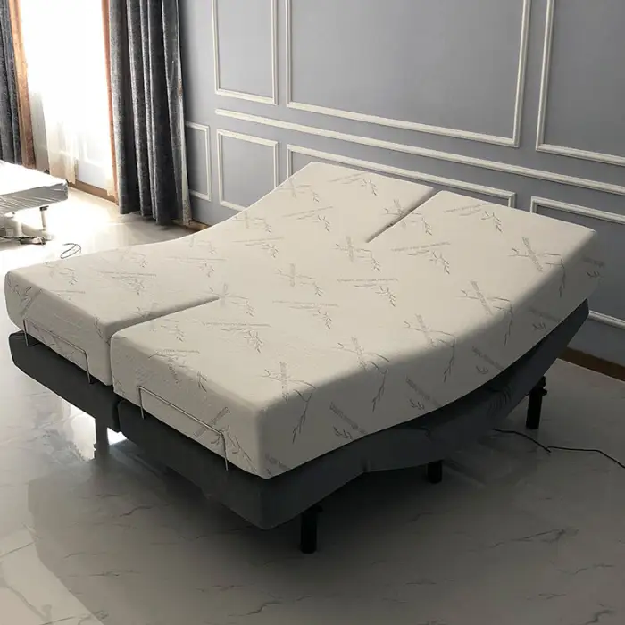 Super Split King Adjustable Electric Foldable Lumbar Support Smart Bed Base Frame With Massage