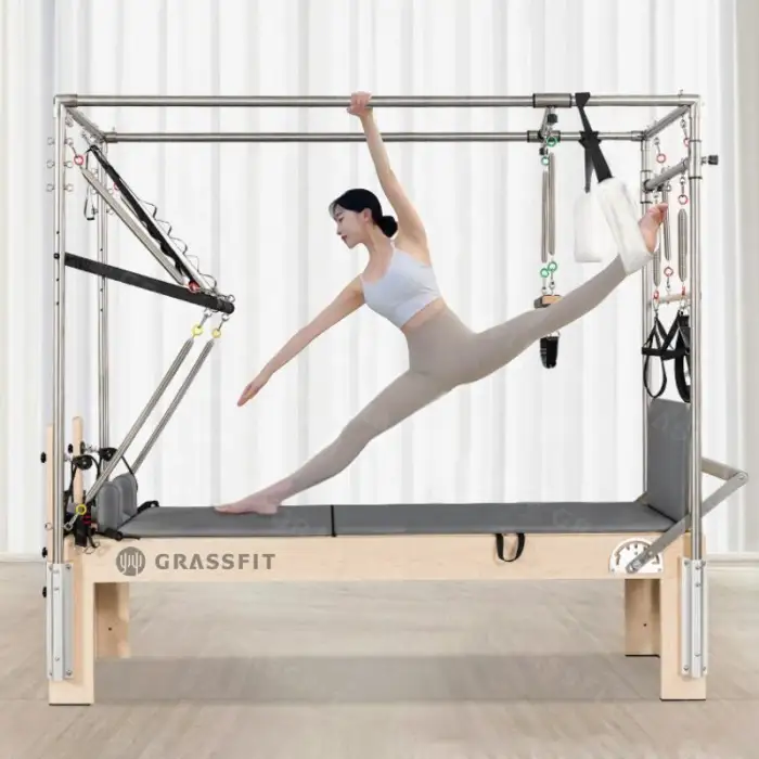 3 in 1 Core Training Studio Machine Maple Reformer Pilates Machine Cadillac Bed With Tower Oak Wood Pilates Reformer