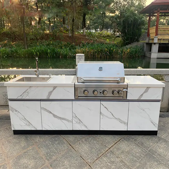 Custom Modular Gardens Outdoor Kitchen Stainless Steel Frame BBQ Island Outdoor Kitchen With Outdoor Grill